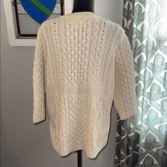 Kilronan Knitwear 100% Pure New Wool Cropped Sleeve Cardigan Sweater SZ Large - Picture 4 of 7